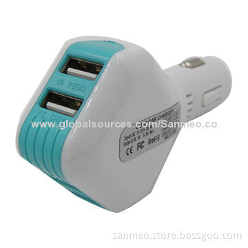 Universal 4 USB Car Charger, Simple Clean/Fashionable Design/Suitable for iPad/iPhone/SamsungNew
